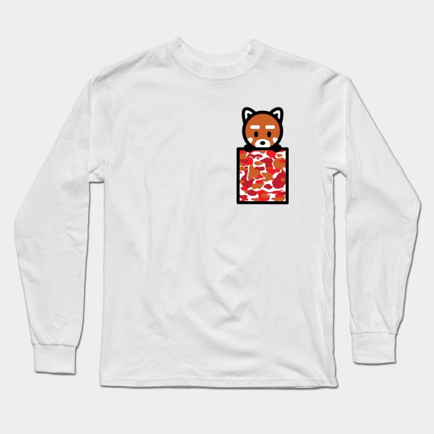 Red Panda Pocket Bambu Brand Cute Kawaii Anime Manga Animal Long Sleeve T-Shirt by Bambu